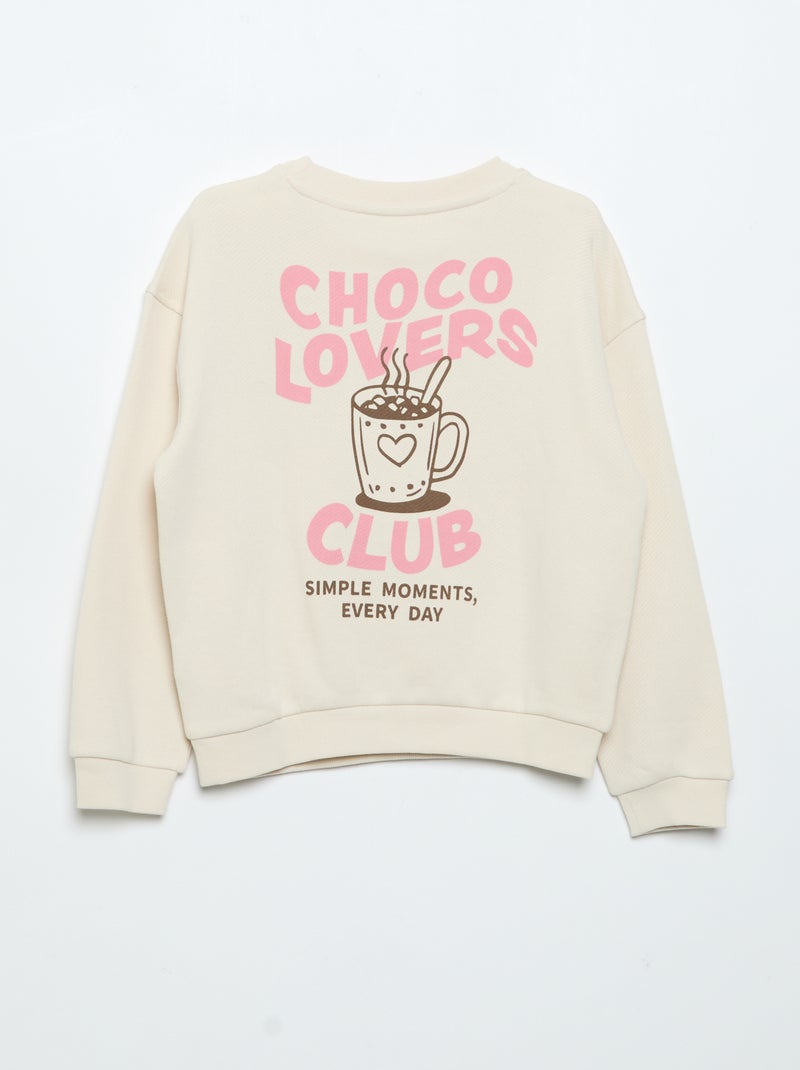 Lightweight French Terry Sweatshirt with Front and Back Print Beige - Kiabi