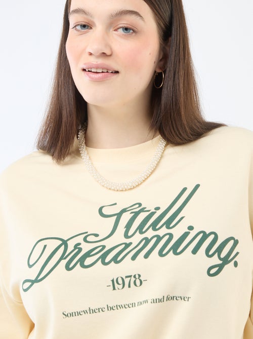 Lightweight French Terry Sweatshirt with Slogan - Kiabi