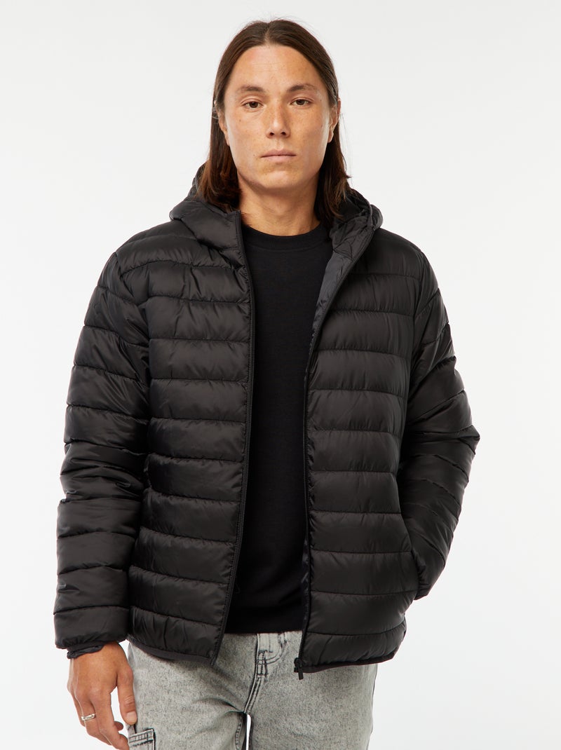 Lightweight Hooded Padded Jacket Black - Kiabi