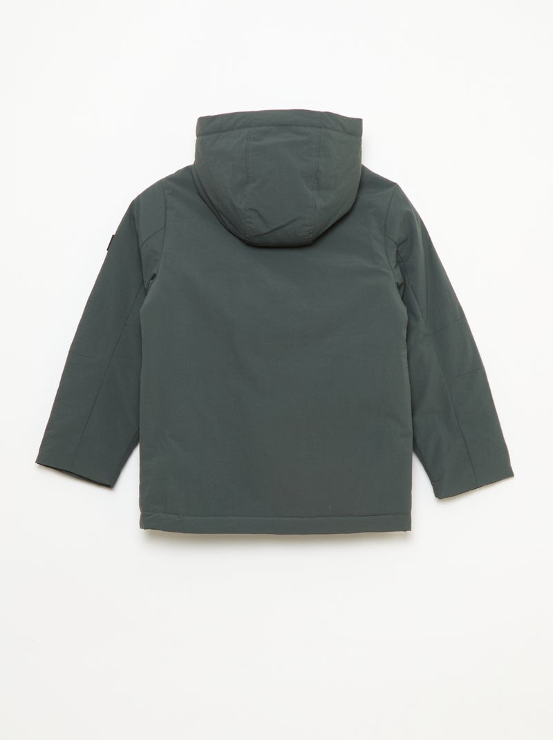 Lightweight Hooded Parka with 2 Bellow Pockets with Flaps Green - Kiabi