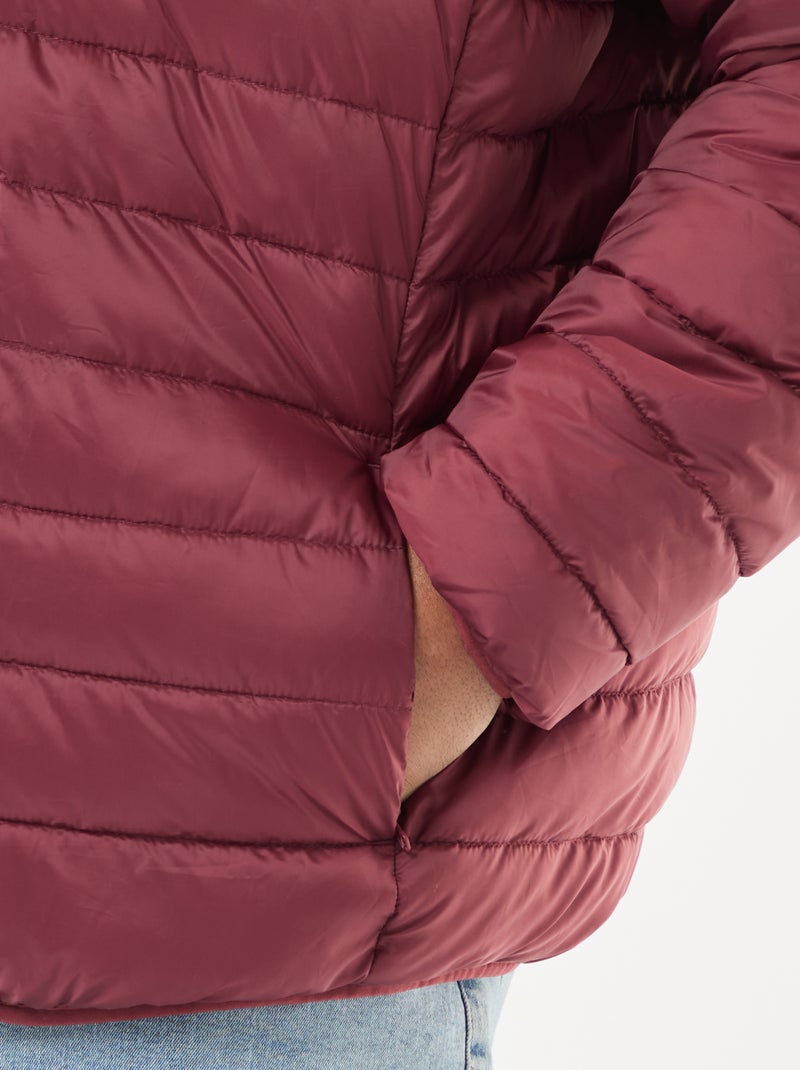 Lightweight Plain Padded Jacket with Long Sleeves and Stand-Up Collar Red - Kiabi