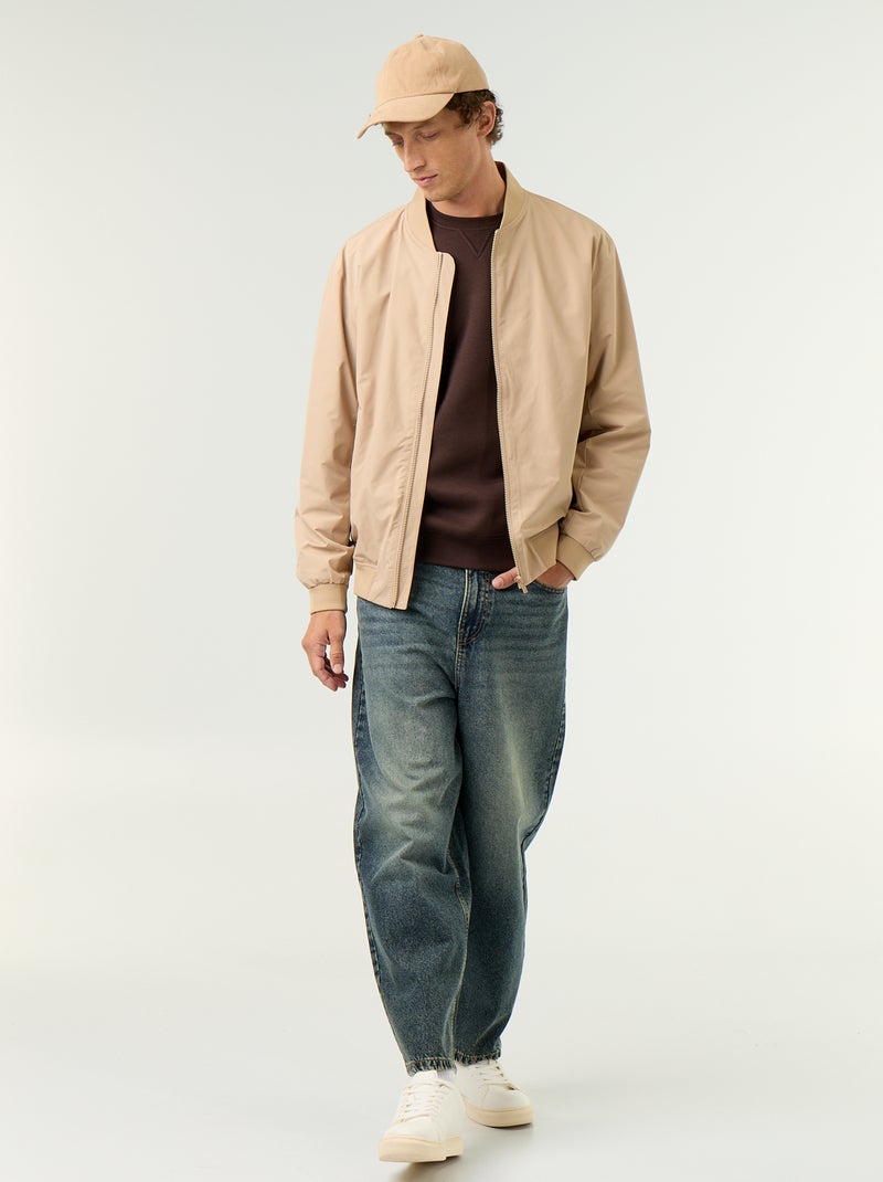 Lightweight Plain Zip-Up Jacket Beige - Kiabi