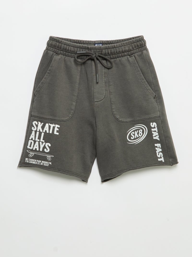 Lightweight Printed Fleece Shorts Grey - Kiabi