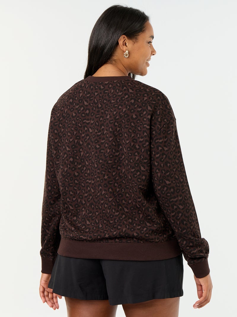 Lightweight Printed French Terry Sweatshirt Brown - Kiabi