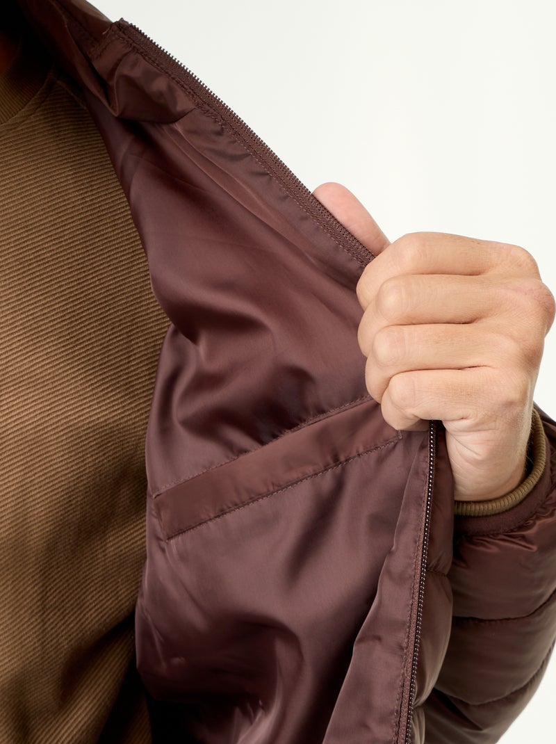 Lightweight puffer jacket with zip opening Brown - Kiabi