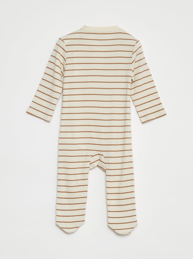 Lightweight ribbed sleepsuit WHITE - Kiabi