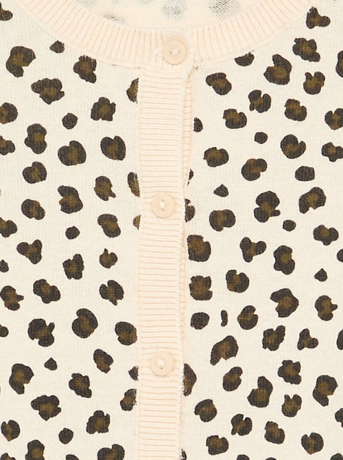 Lightweight round neck cardigan with leopard print - Kiabi