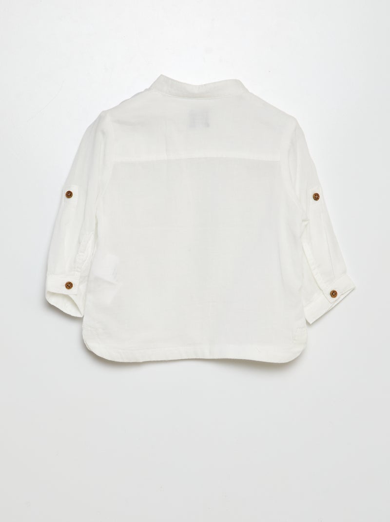 Lightweight shirt with mandarin collar WHITE - Kiabi