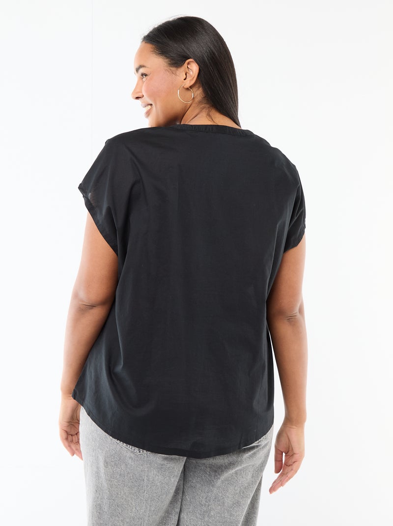 Lightweight Short-Sleeve Blouse Black - Kiabi