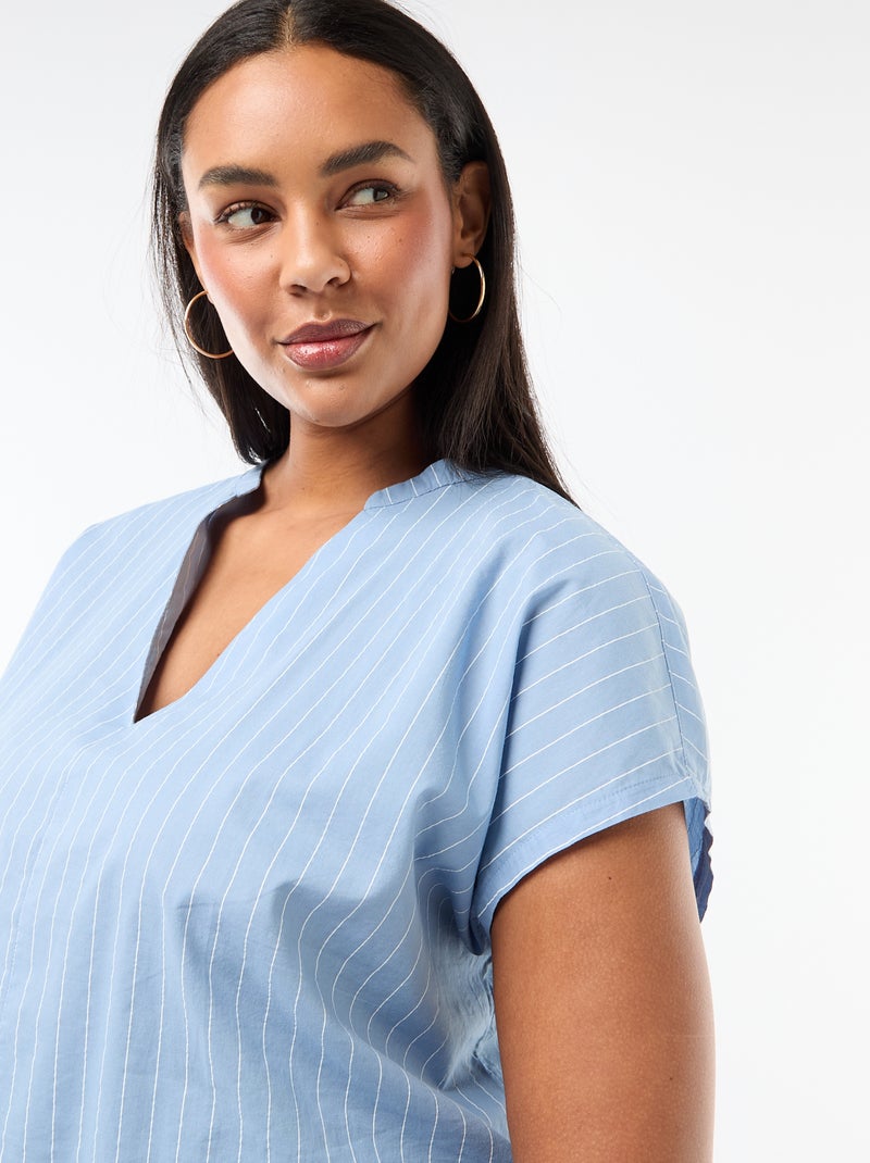 Lightweight Short-Sleeve Blouse Blue - Kiabi