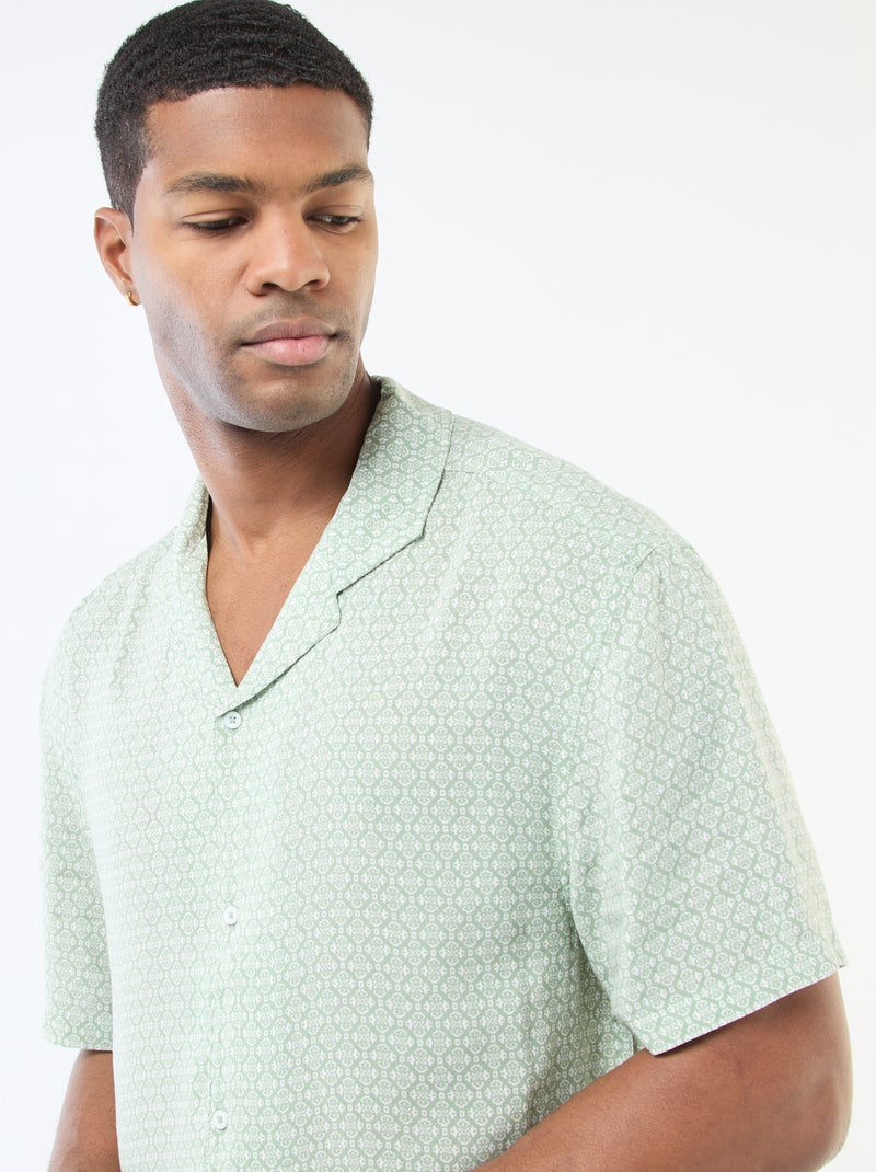 Lightweight Short-Sleeve Shirt with Pattern Green - Kiabi