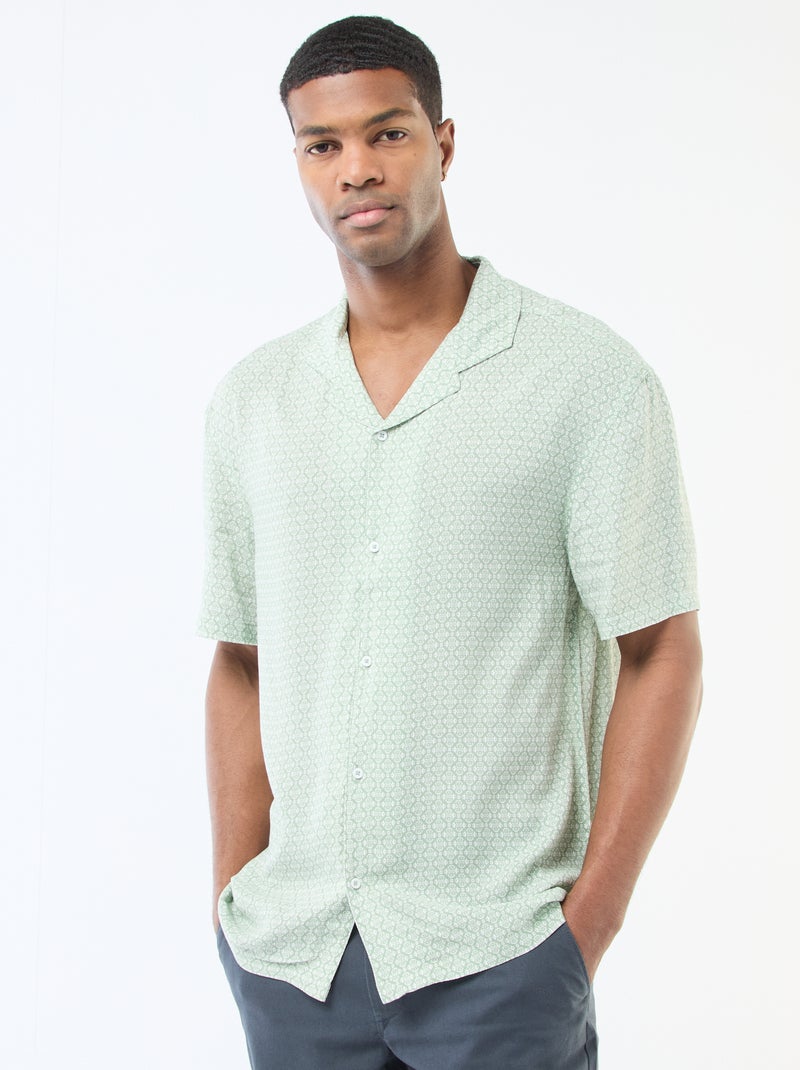 Lightweight Short-Sleeve Shirt with Pattern Green - Kiabi
