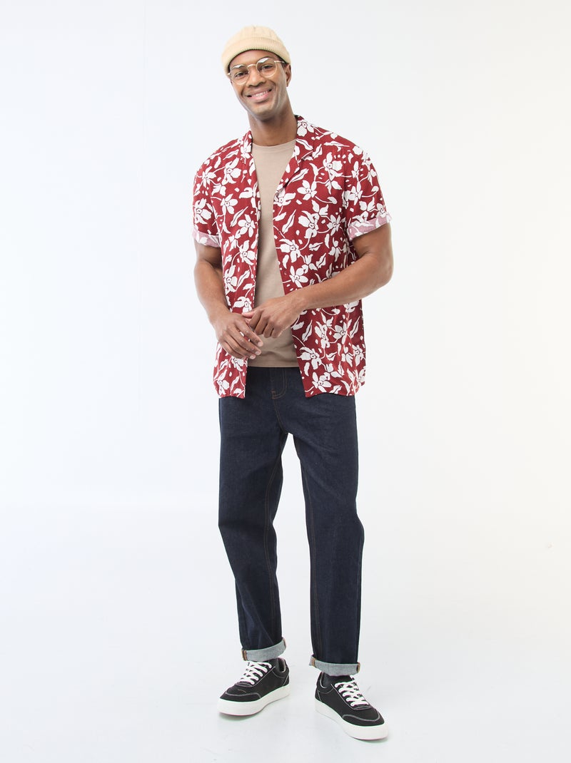 Lightweight Short-Sleeve Shirt with Pattern Red - Kiabi