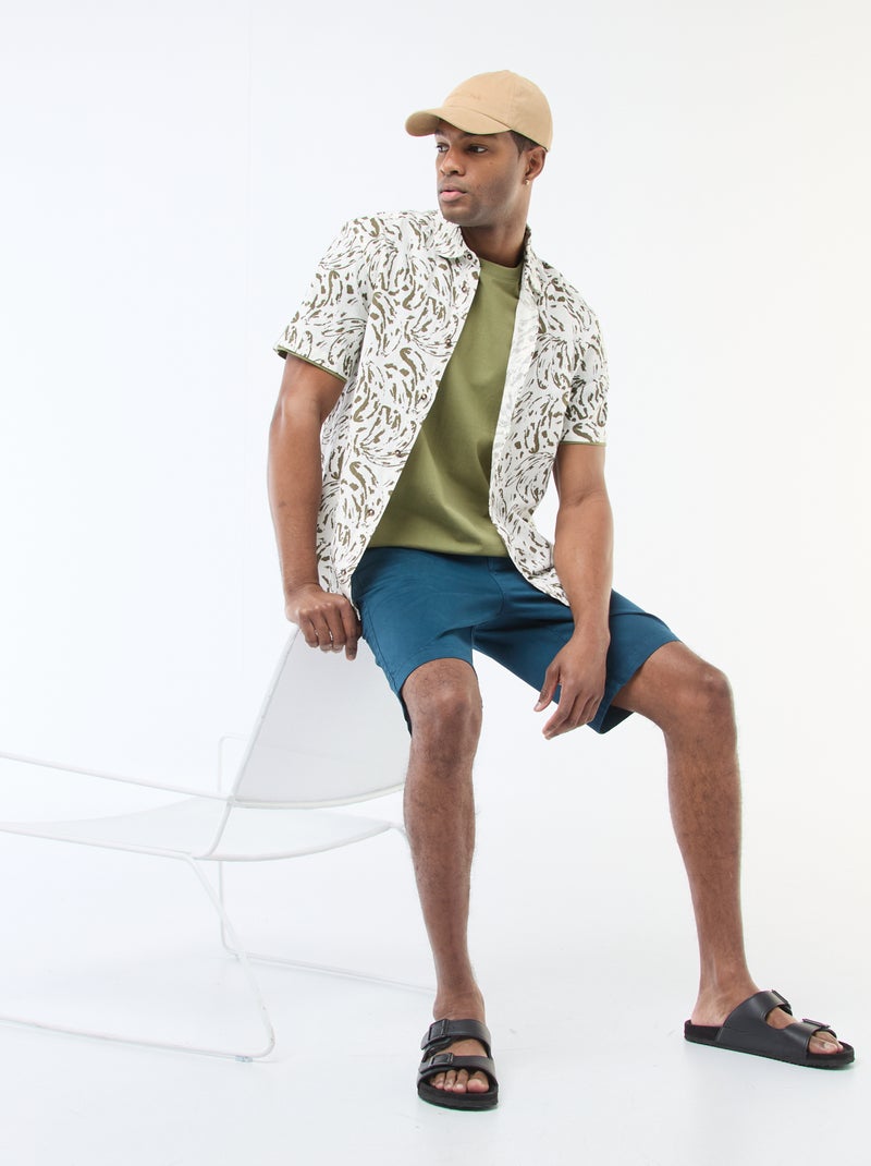 Lightweight Short-Sleeve Shirt with Pattern White - Kiabi