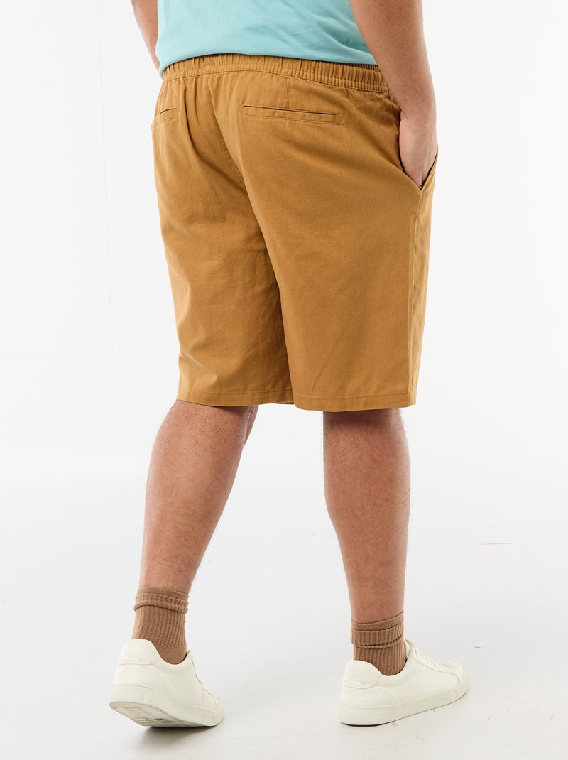 Lightweight Solid Bermuda Shorts with 4 Pockets Beige - Kiabi