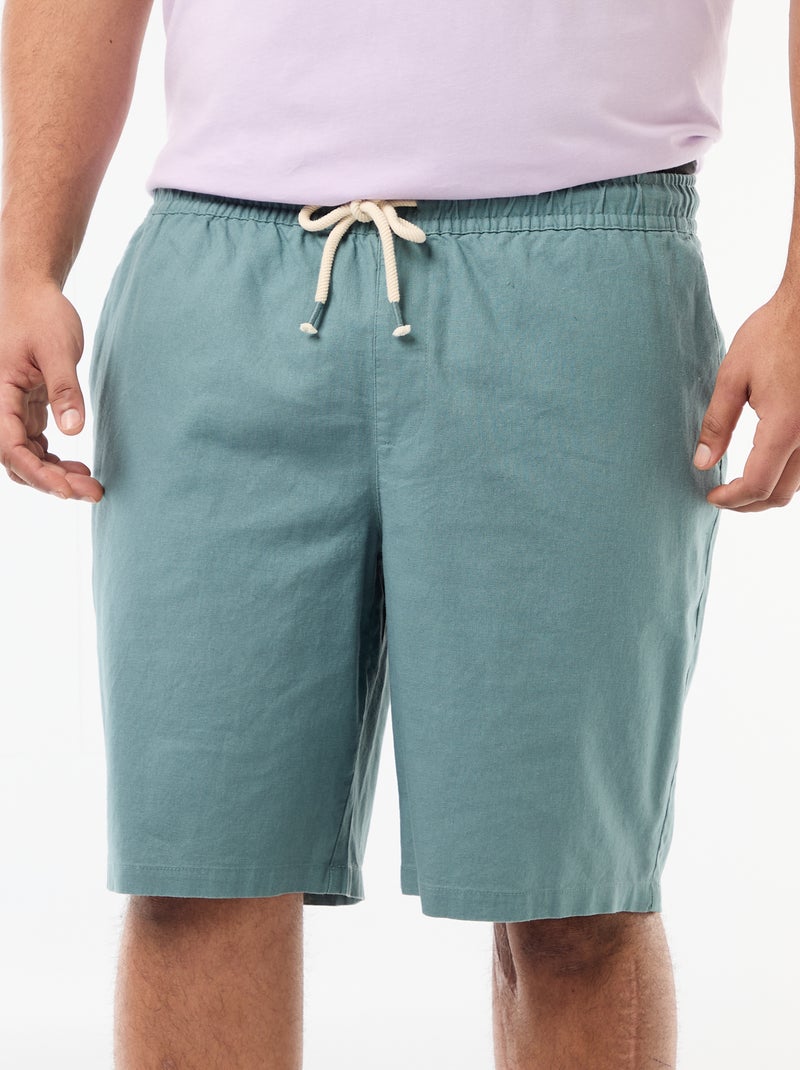 Lightweight Solid Bermuda Shorts with 4 Pockets Blue - Kiabi