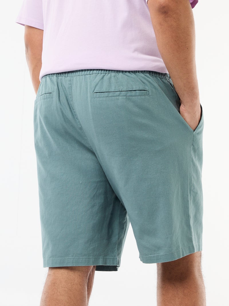 Lightweight Solid Bermuda Shorts with 4 Pockets Blue - Kiabi