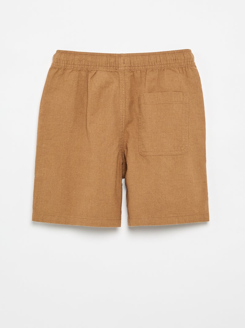 Lightweight Striped Linen Blend Shorts Beige - Kiabi