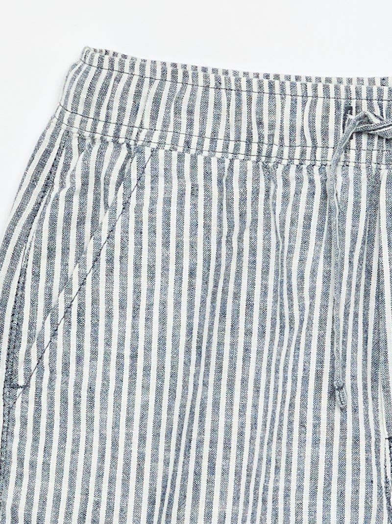 Lightweight Striped Linen Blend Shorts Blue - Kiabi