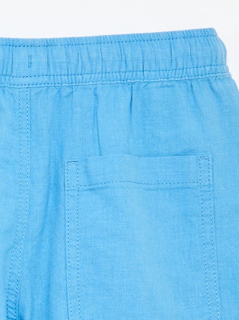 Lightweight Striped Linen Blend Shorts Blue - Kiabi