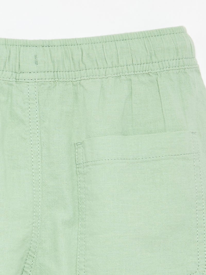 Lightweight Striped Linen Blend Shorts Green - Kiabi