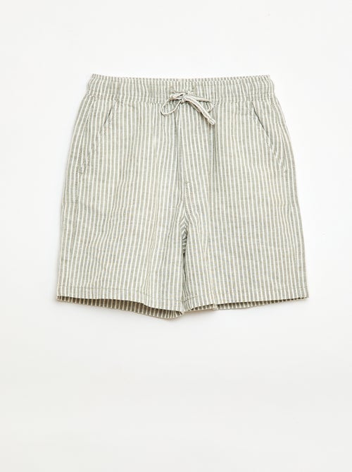 Lightweight Striped Linen Blend Shorts - Kiabi