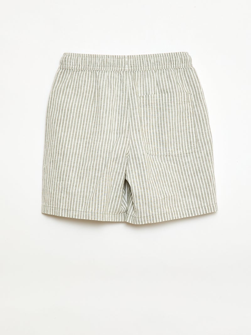 Lightweight Striped Linen Blend Shorts Khaki - Kiabi