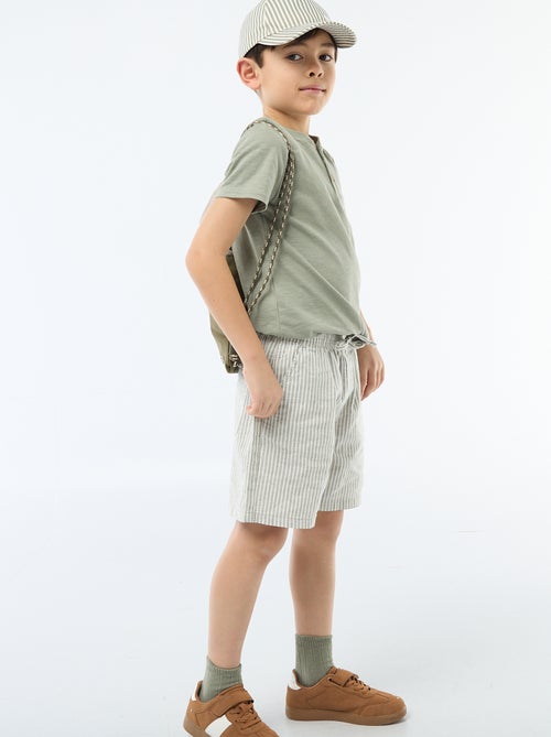 Lightweight Striped Linen Blend Shorts - Kiabi