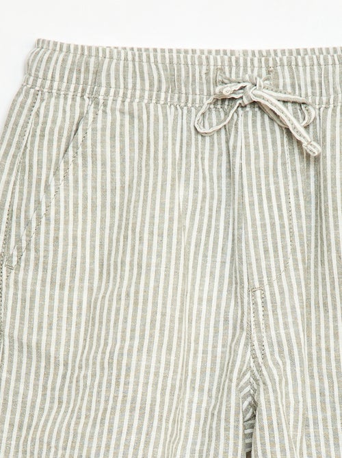 Lightweight Striped Linen Blend Shorts - Kiabi