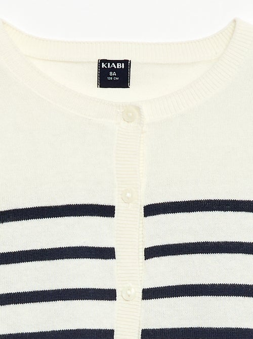 Lightweight Striped Round Neck Cardigan - Kiabi