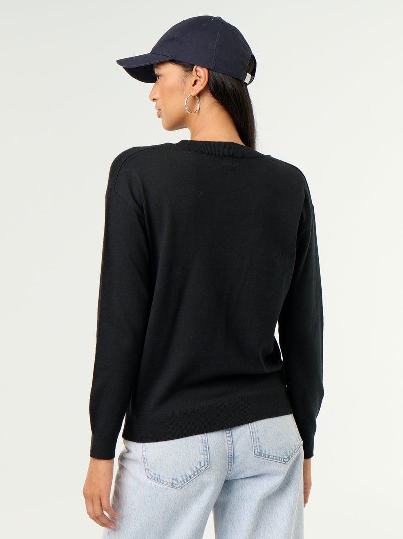 Lightweight V-neck Sweater Black - Kiabi