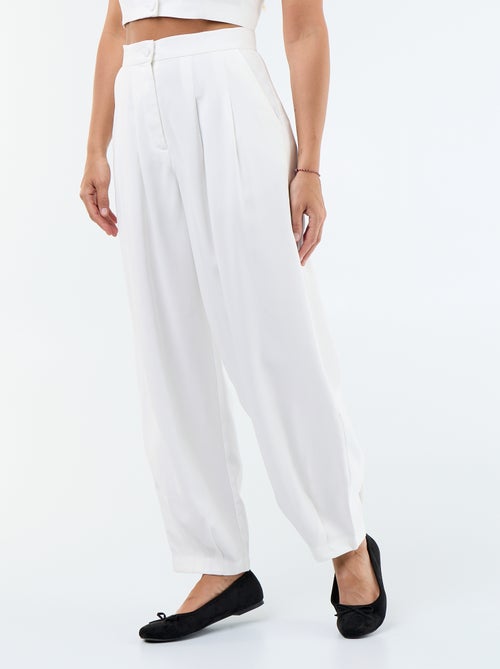 Lightweight wide-leg twill trousers - Kiabi