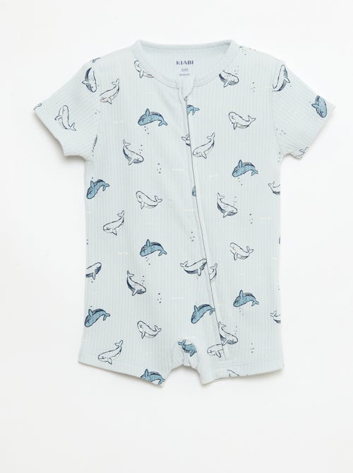 Lightweight Zipped Short-Sleeve All-Over Print Sleepsuit - Kiabi