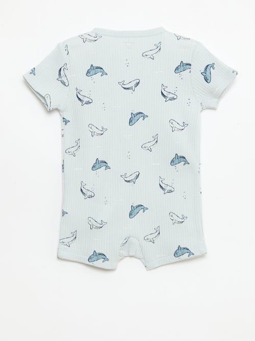 Lightweight Zipped Short-Sleeve All-Over Print Sleepsuit - Kiabi