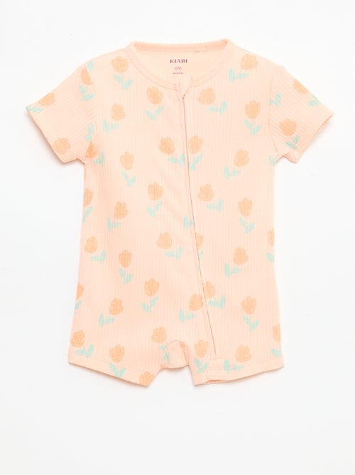 Lightweight Zipped Short-Sleeve All-Over Print Sleepsuit - Kiabi