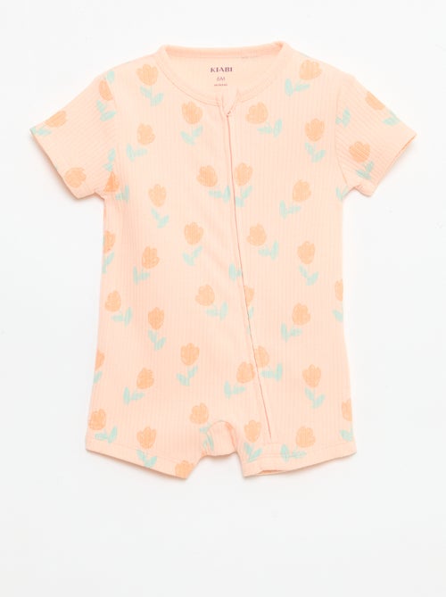 Lightweight Zipped Short-Sleeve All-Over Print Sleepsuit - Kiabi