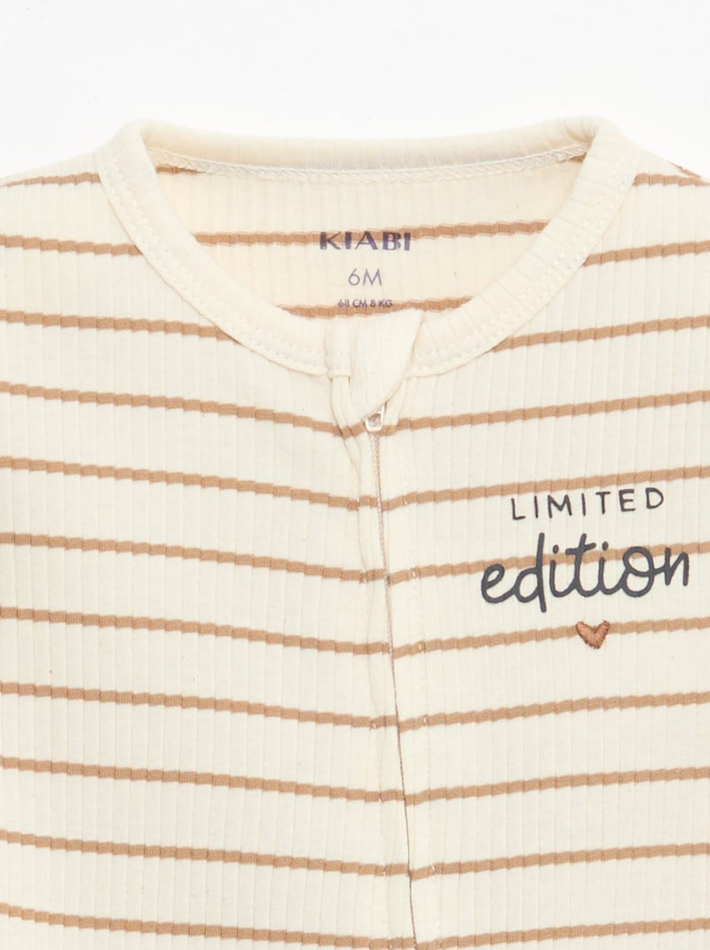 Lightweight Zipped Short-Sleeve Sleepsuit White - Kiabi