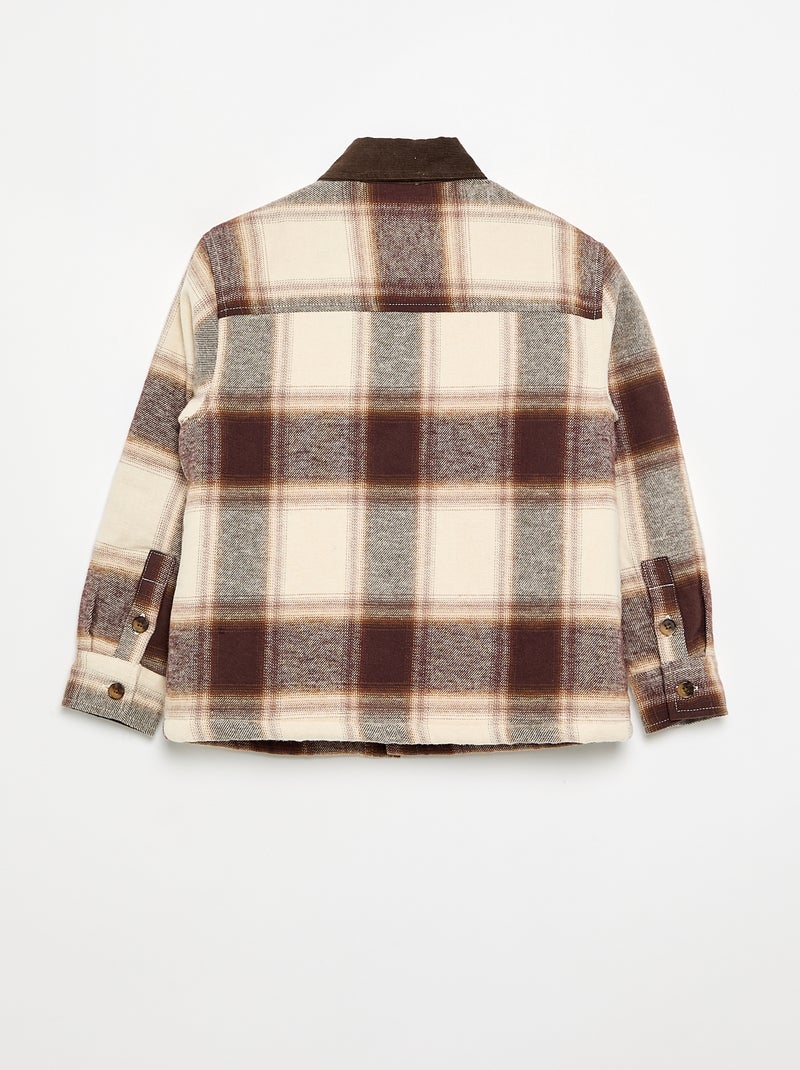 Lined Plaid Shirt Brown - Kiabi
