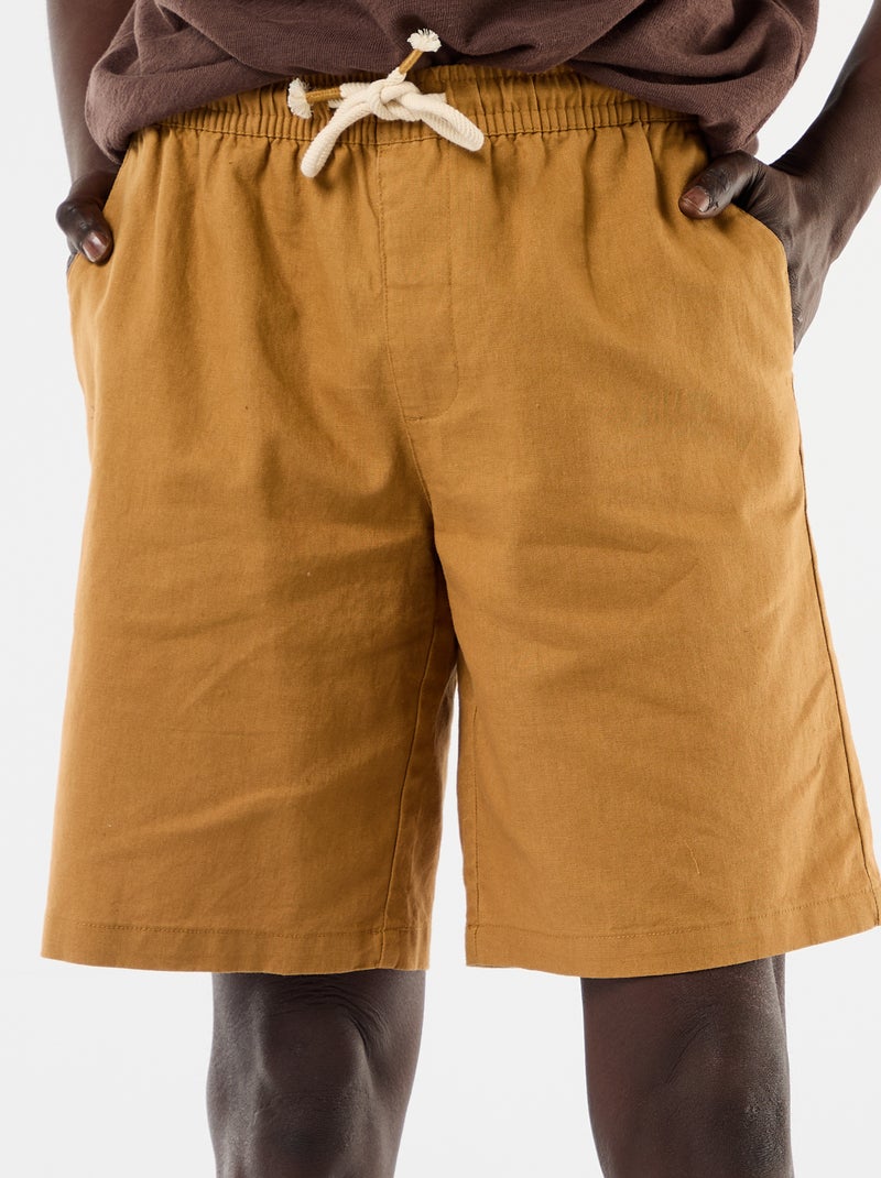 Linen-blend Bermuda Shorts Beige - Kiabi