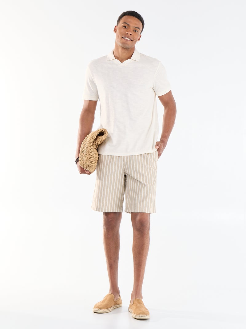 Linen blend Bermuda shorts Beige - Kiabi