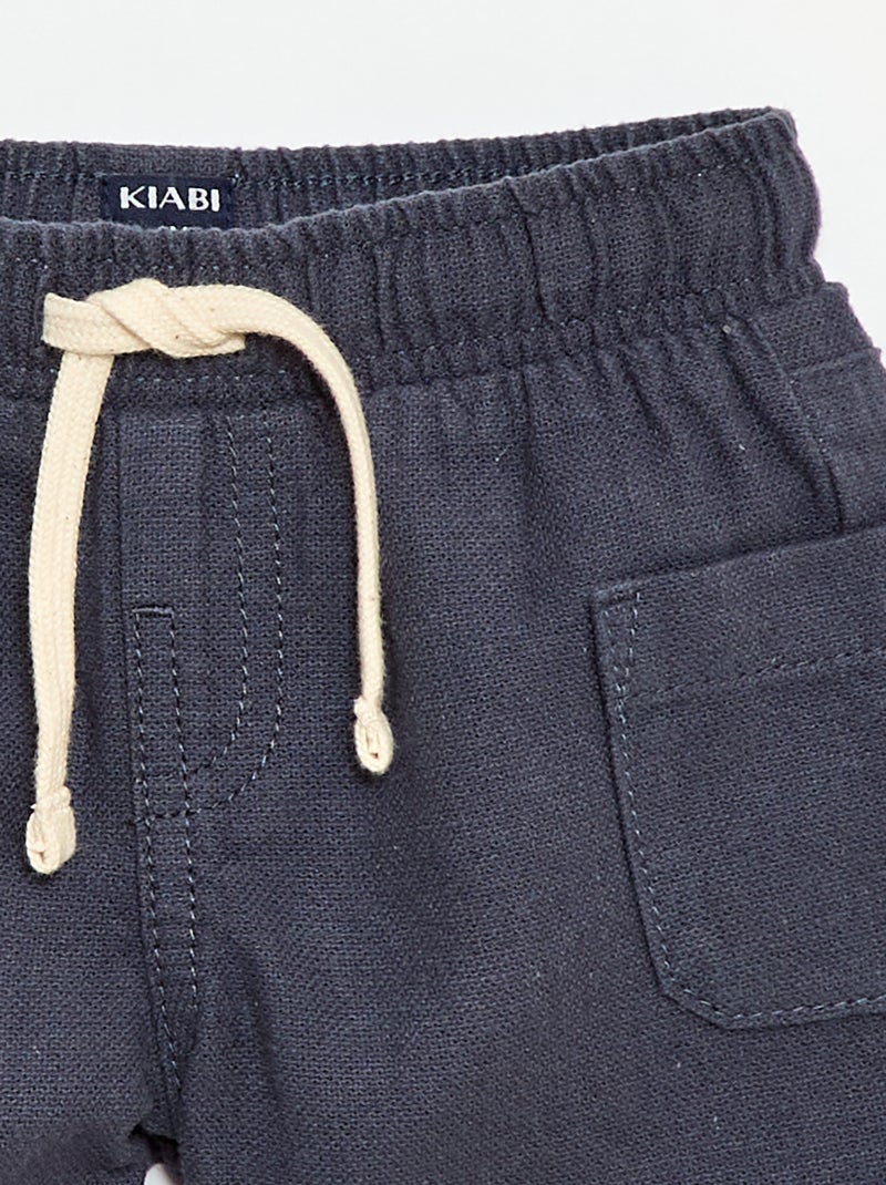Linen Blend Bermuda Shorts Blue - Kiabi