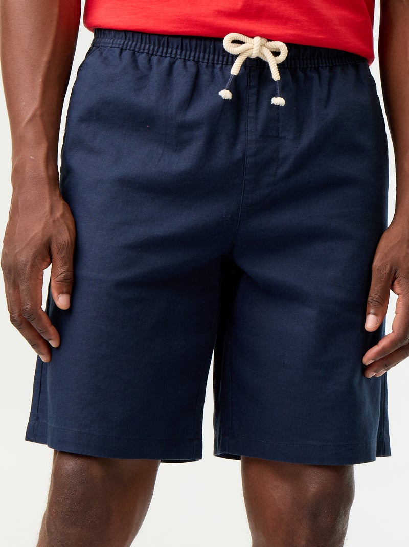 Linen blend Bermuda shorts Blue - Kiabi