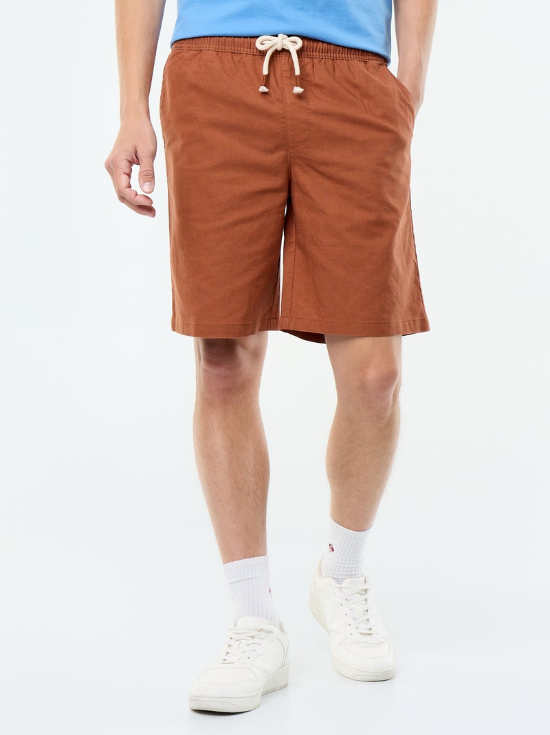 Linen blend Bermuda shorts Brown - Kiabi