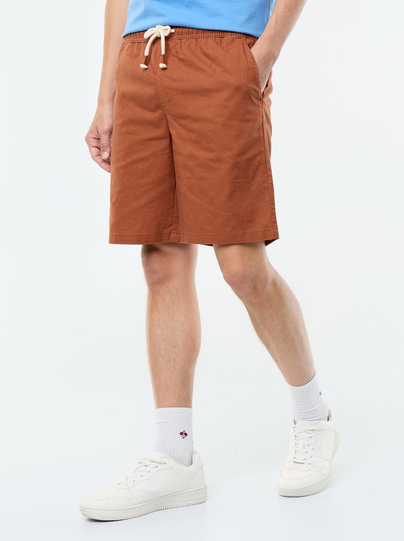 Linen blend Bermuda shorts Brown - Kiabi