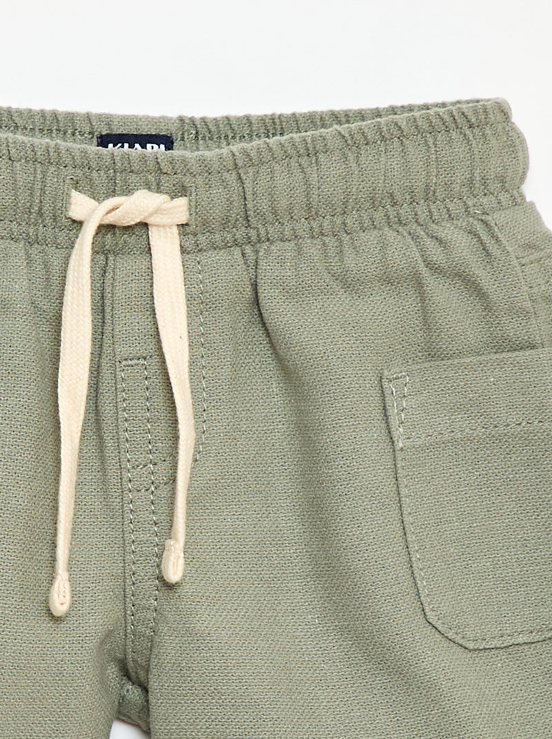 Linen Blend Bermuda Shorts Green - Kiabi
