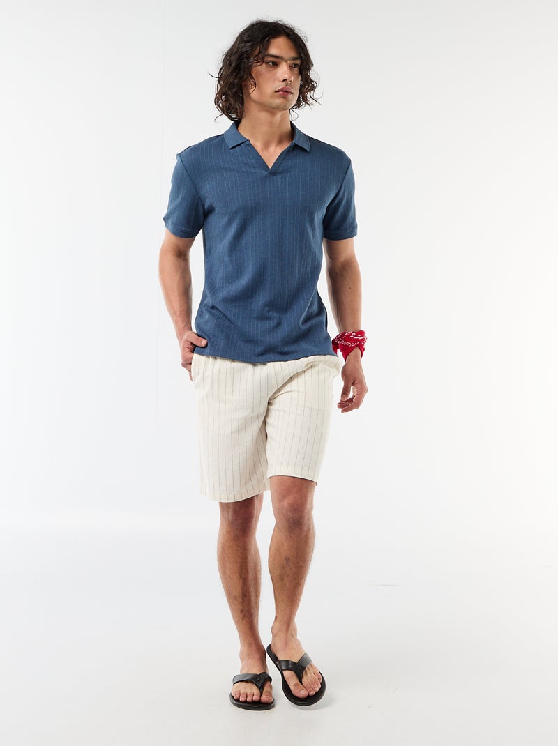 Linen-blend Bermuda Shorts White - Kiabi