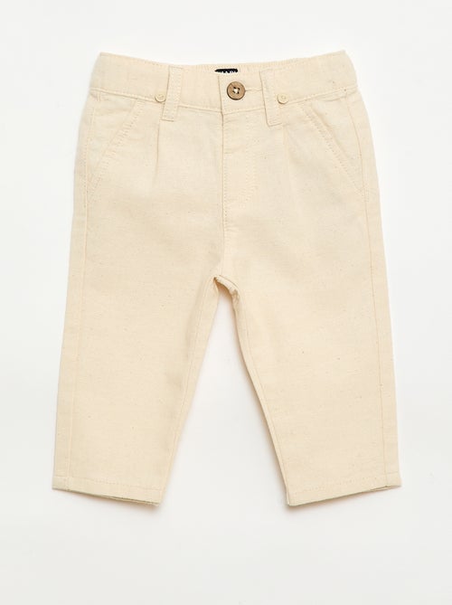 Linen Blend Chino Trousers with Suspenders - Kiabi
