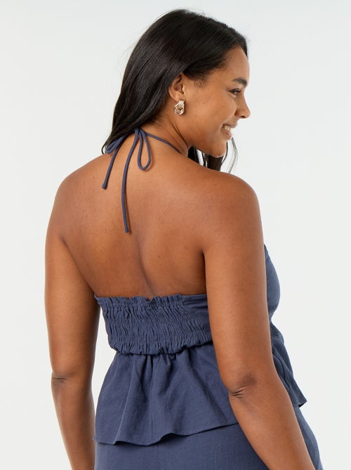 Linen blend crop top with pearls - Kiabi Linen blend crop top with pearls - Kiabi
