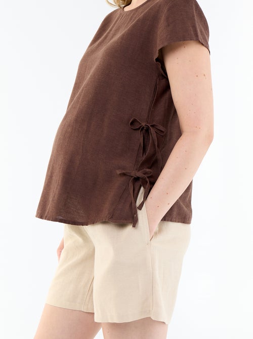Linen Blend Nursing Shirt - Kiabi Linen Blend Nursing Shirt - Kiabi