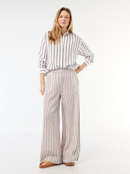 Linen Blend Palazzo Trousers - Kiabi